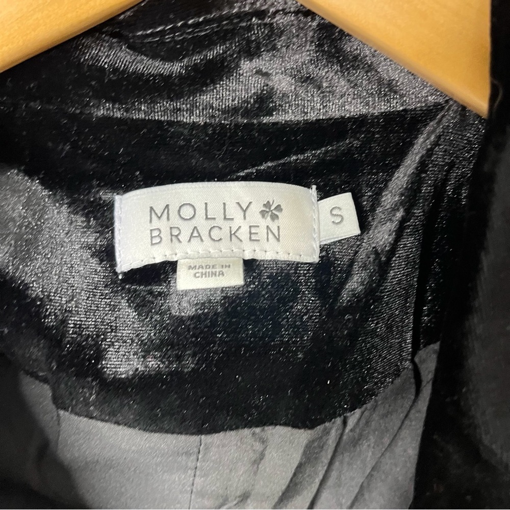 Molly Bracken Velvet One Button Blazer Black Size Small - Picture 4 of 6